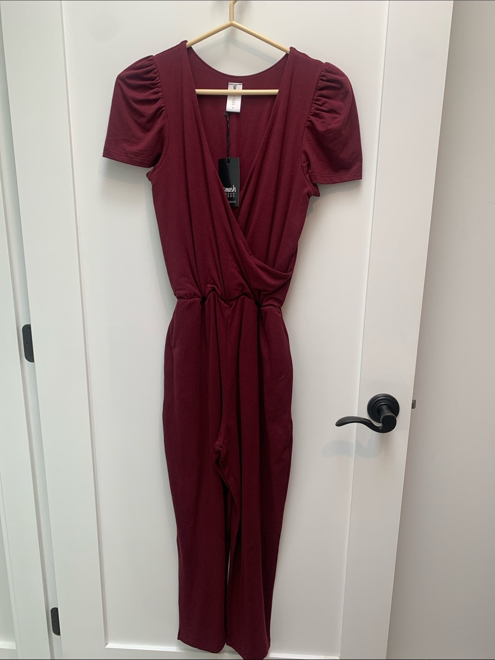 Smash + Tess Burgundy Wrap Jumpsuit